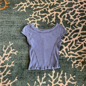 SHEIN Blue Ribbed Crop Top